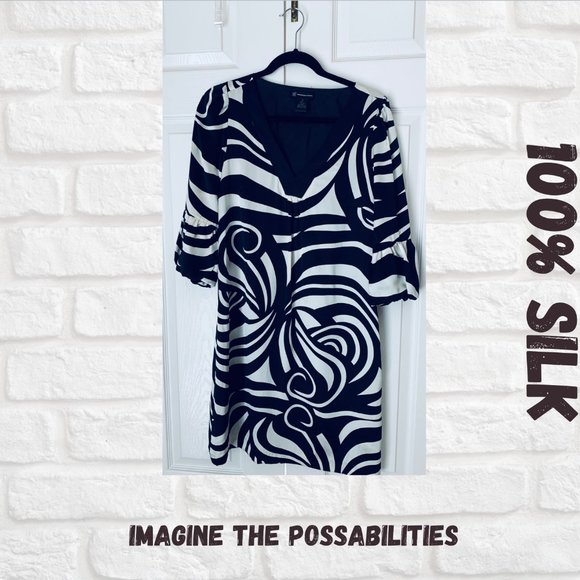 Dress 100% Silk Geometric Pattern - Picture 1 of 12